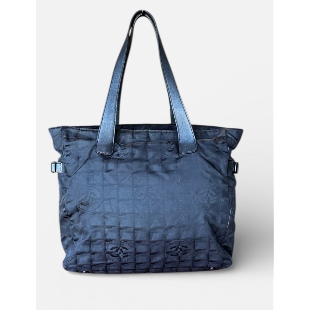 Chanel Black Nylon Travel Ligne Zip Tote Bag